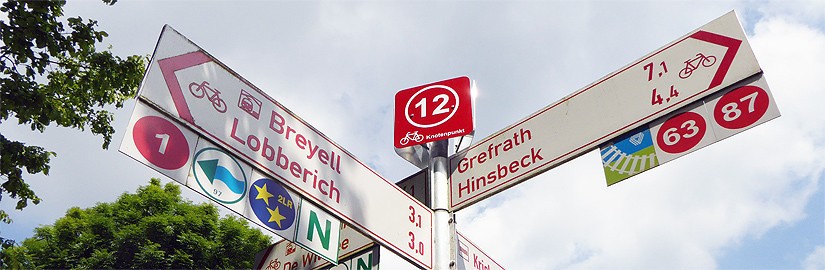 Knotenpunktsytem für Radler am Niederrhein in Nettetal Kreis Viersen NRW