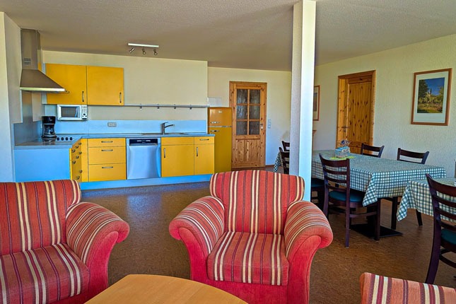 Ferienwohnung Getreidemühle - Wohnbereich mit Küche